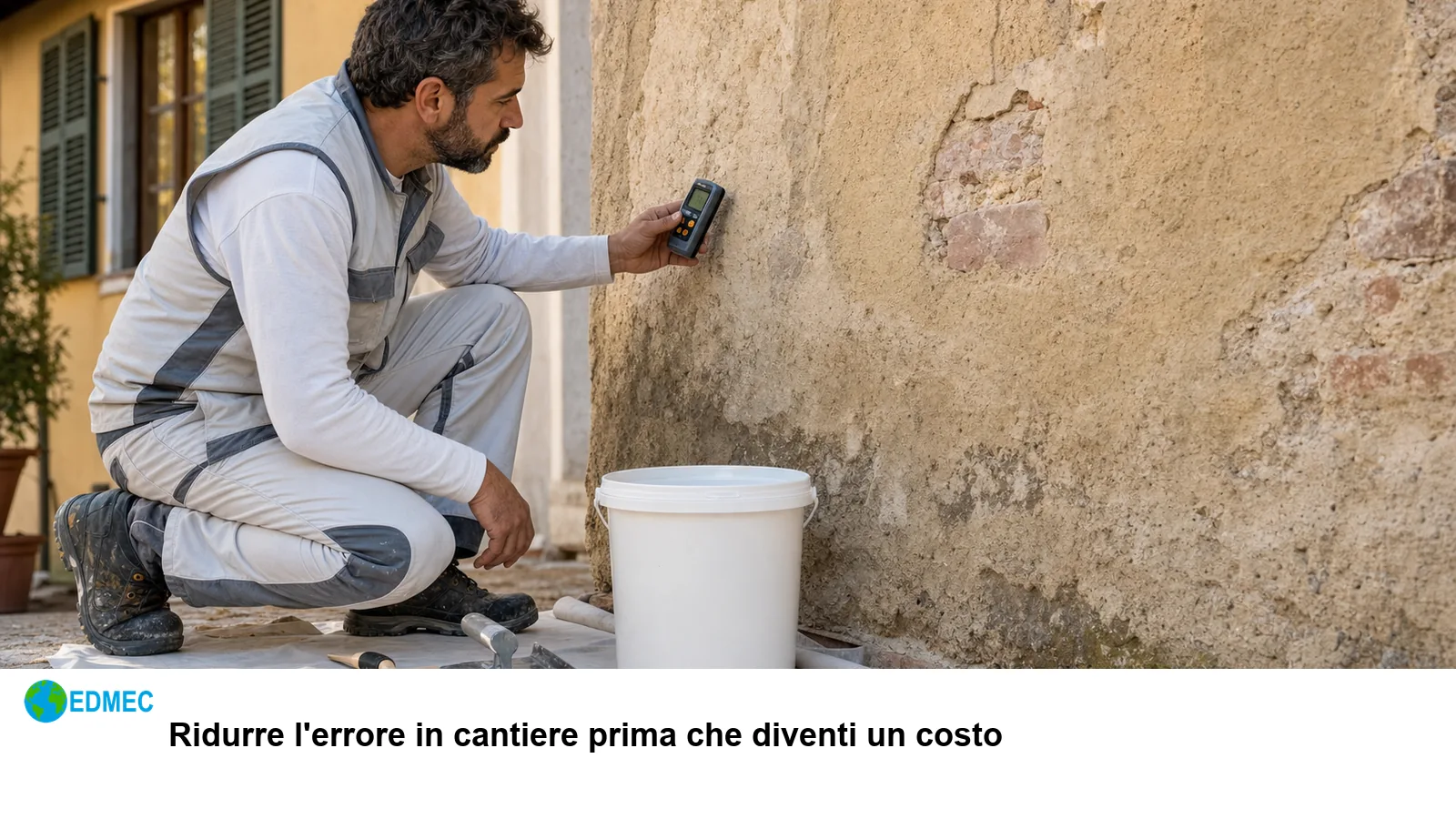 Tecnico EDMEC verifica l’umidità del supporto prima della posa